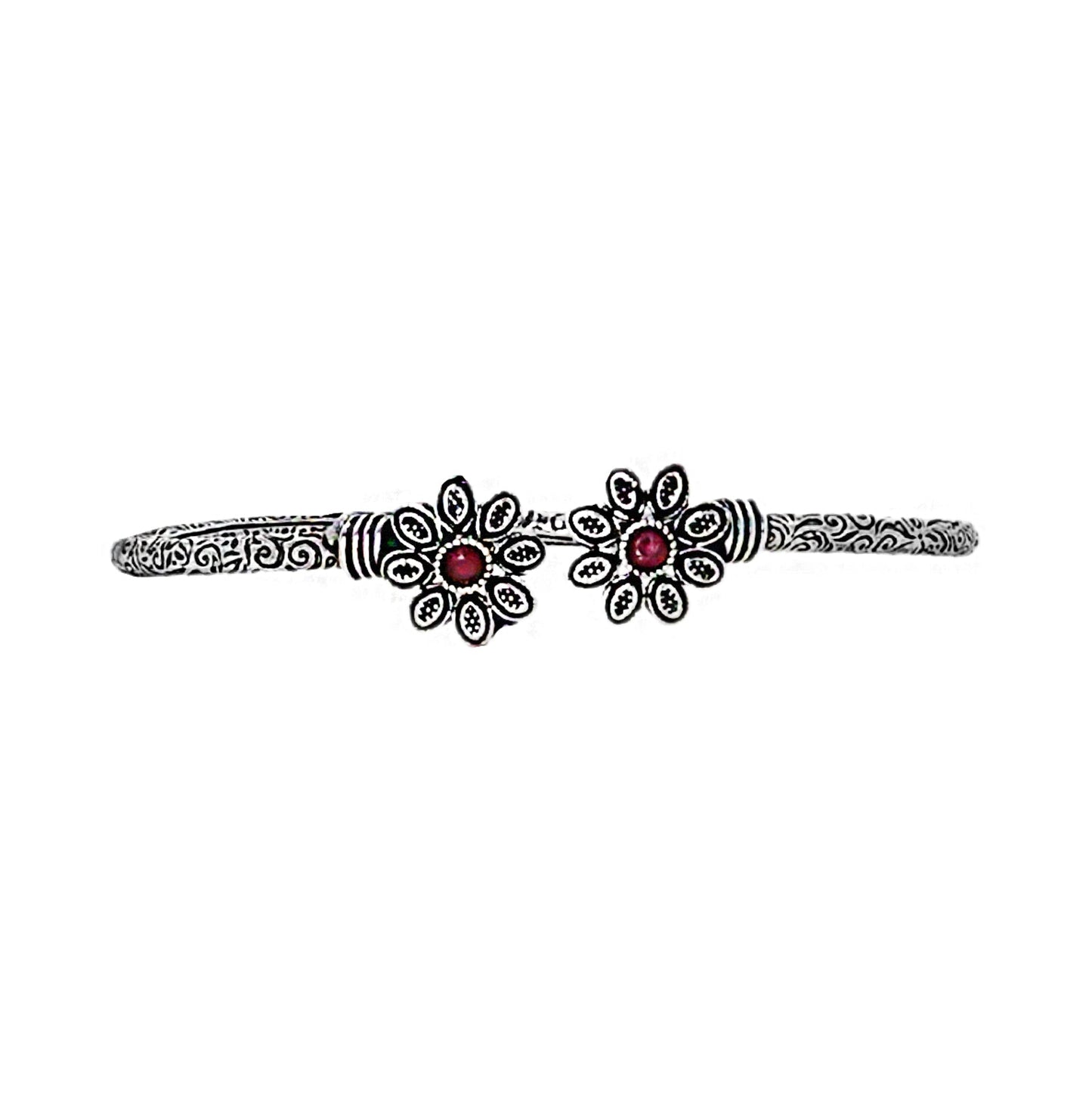 Teejh Saroj Silver Oxidised Floral Bracelet