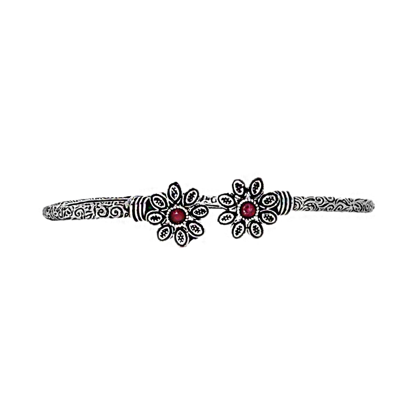 Teejh Saroj Silver Oxidised Floral Bracelet