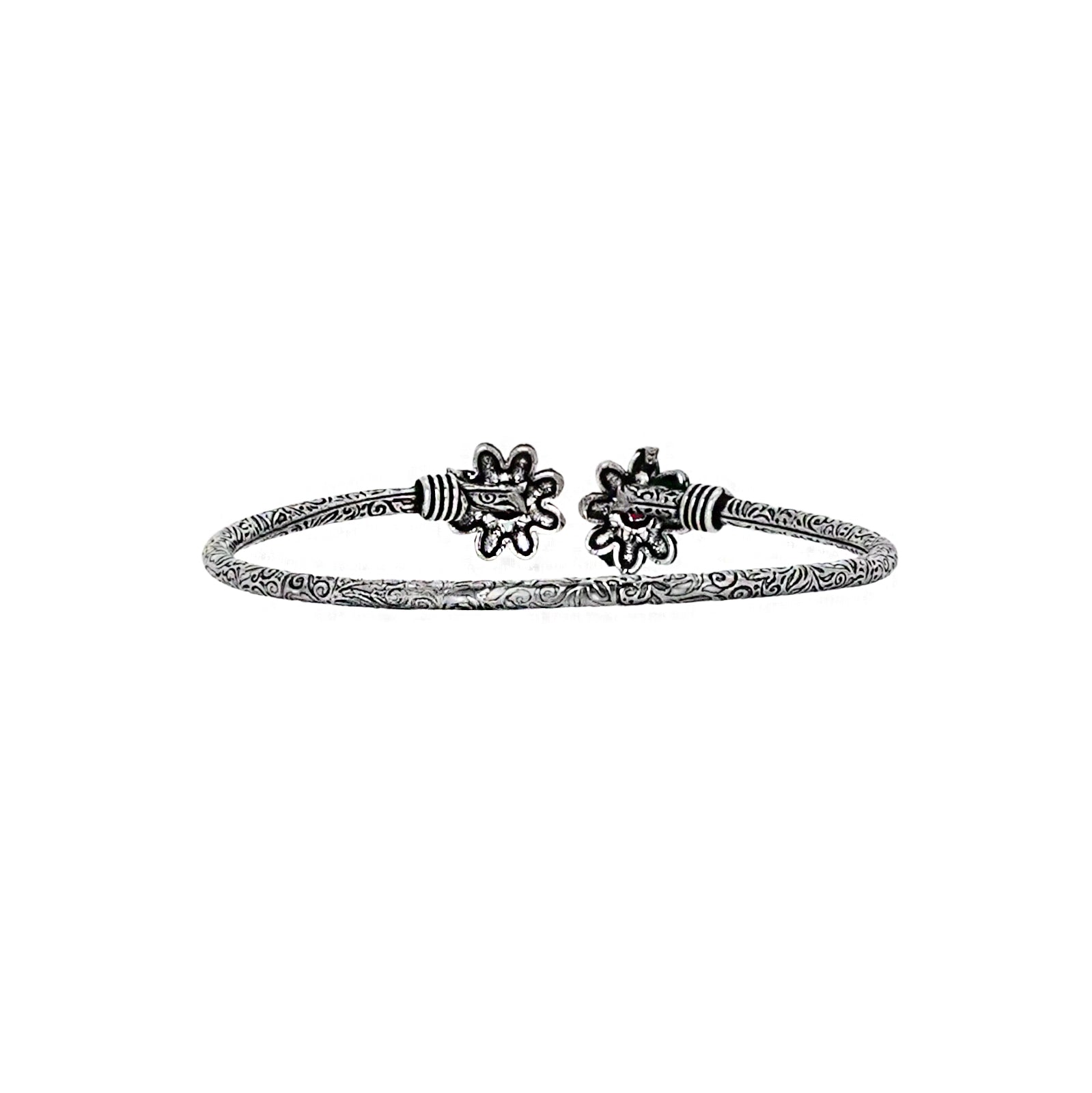 Teejh Saroj Silver Oxidised Floral Bracelet