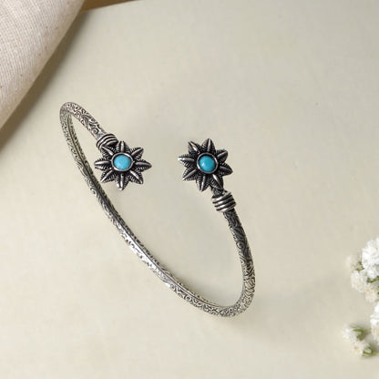 Teejh Shambhavi Silver Oxidised Floral Bracelet