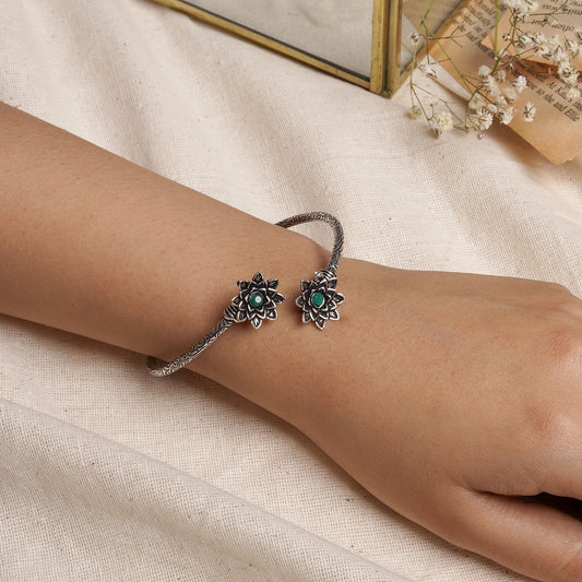 Teejh Sunita Silver Oxidised Floral Bracelet