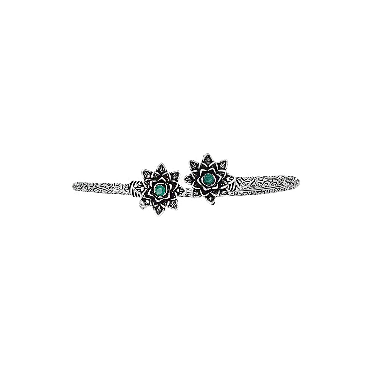 Teejh Sunita Silver Oxidised Floral Bracelet