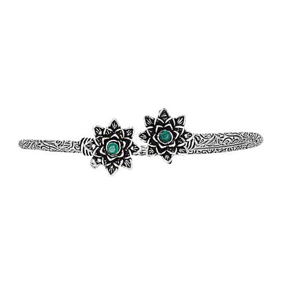 Teejh Sunita Silver Oxidised Floral Bracelet