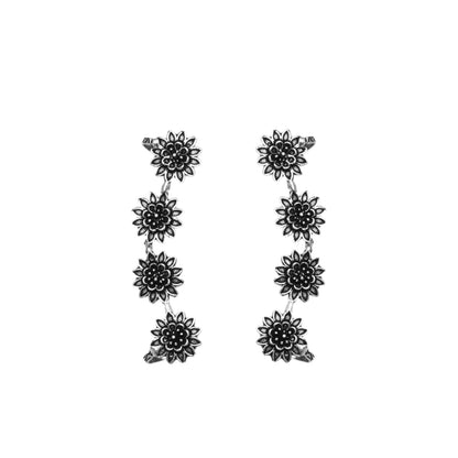 Teejh Panchali Silver Oxidised Floral Earcuffs
