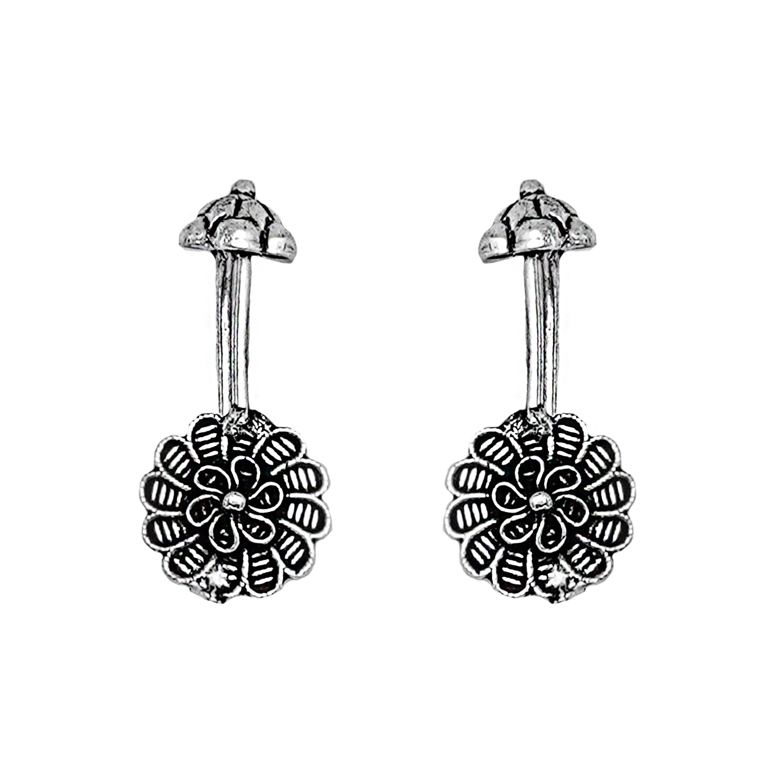 Teejh Dhruv Silver Oxidised Clip On Bugadi