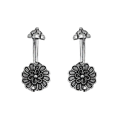 Teejh Dhruv Silver Oxidised Clip On Bugadi