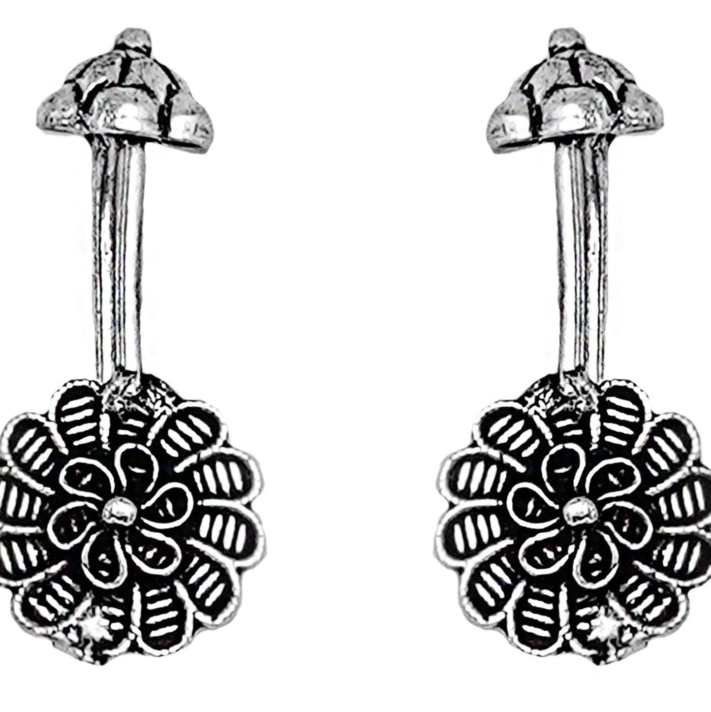 Teejh Dhruv Silver Oxidised Clip On Bugadi