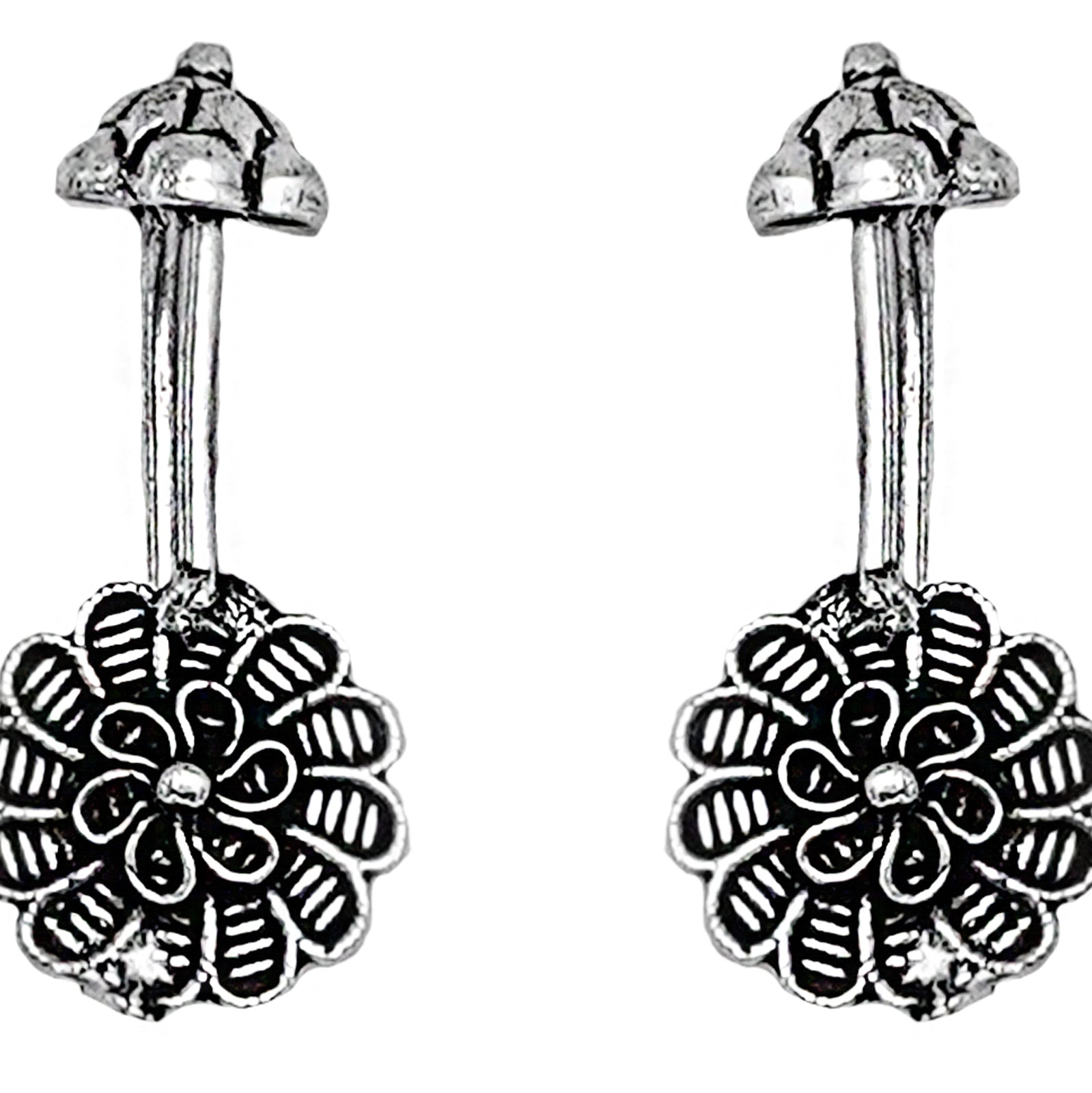 Teejh Dhruv Silver Oxidised Clip On Bugadi