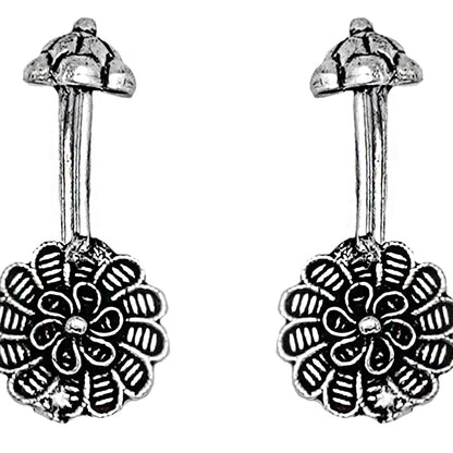 Teejh Dhruv Silver Oxidised Clip On Bugadi