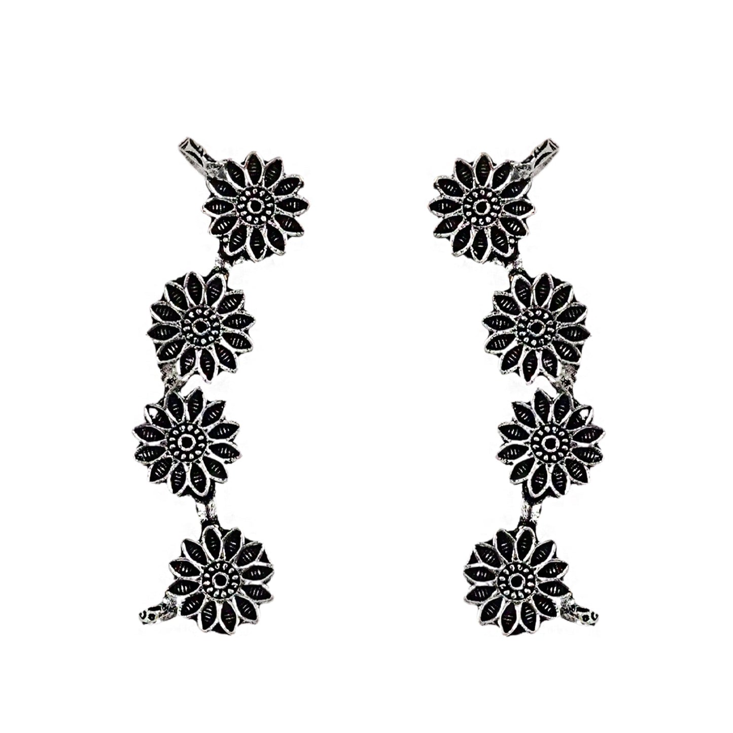Teejh Darani Silver Oxidised Earcuffs