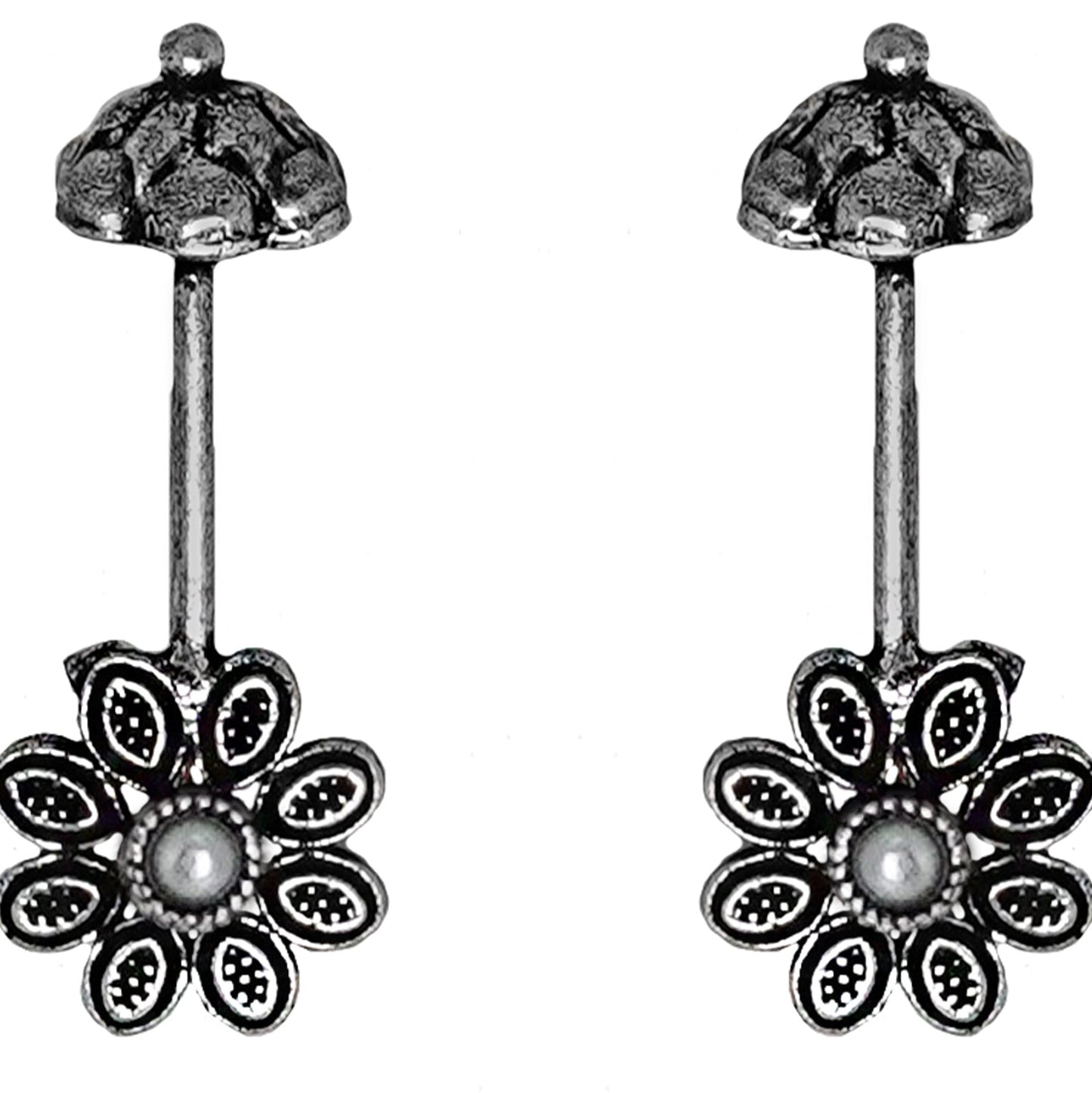 Teejh  Ladli White Stone Silver Oxidsed Clip On Bugadi