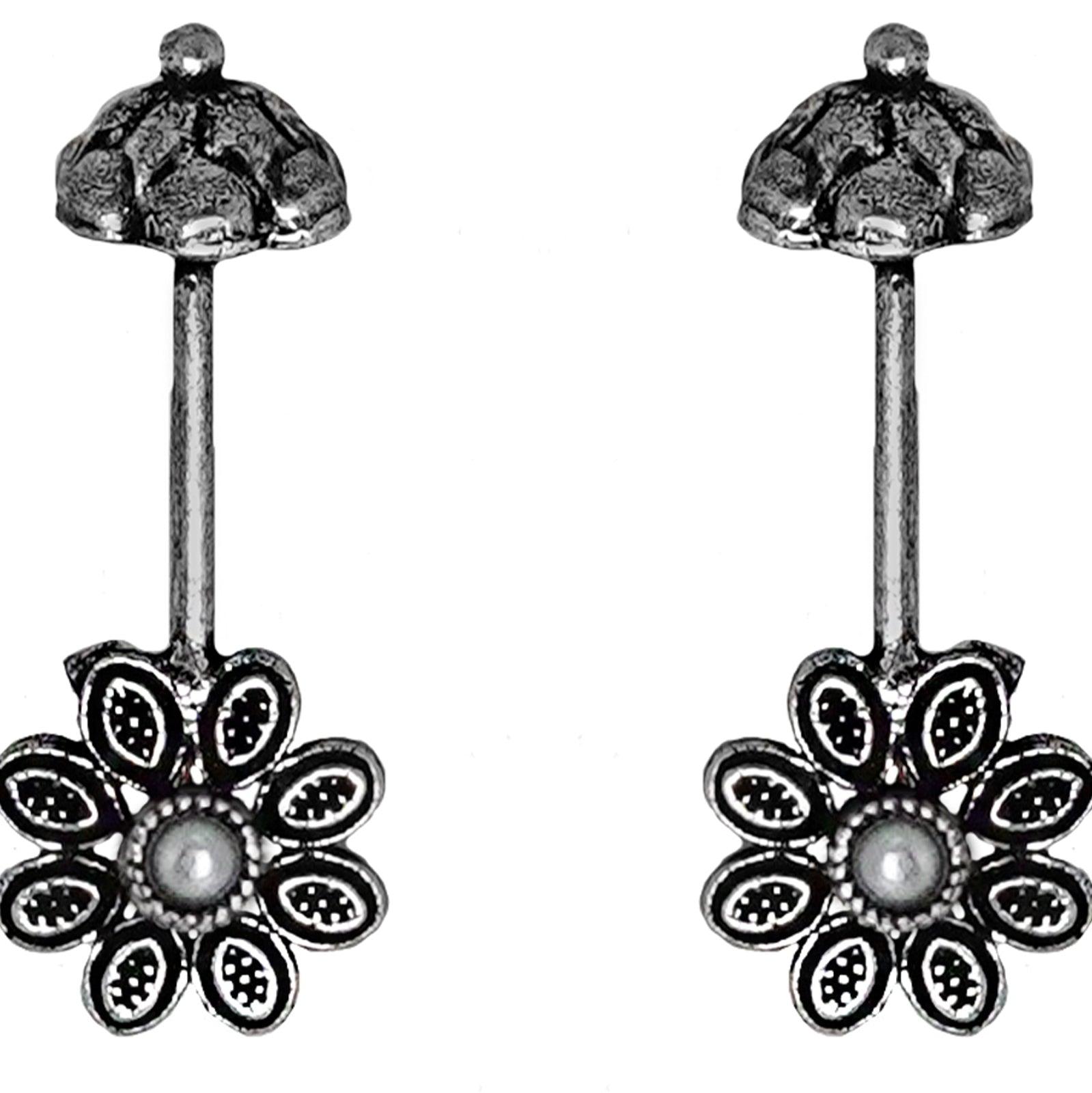 Teejh  Ladli White Stone Silver Oxidsed Clip On Bugadi