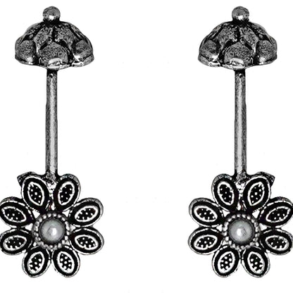 Teejh  Ladli White Stone Silver Oxidsed Clip On Bugadi