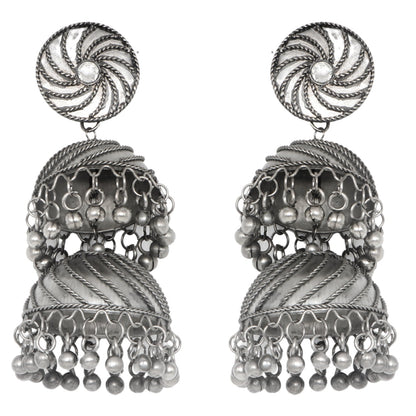 Teejh Oishi Silver Oxidised Jhumkis