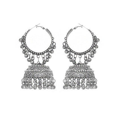 Teejh Rabya Silver Oxidised Jhumkis