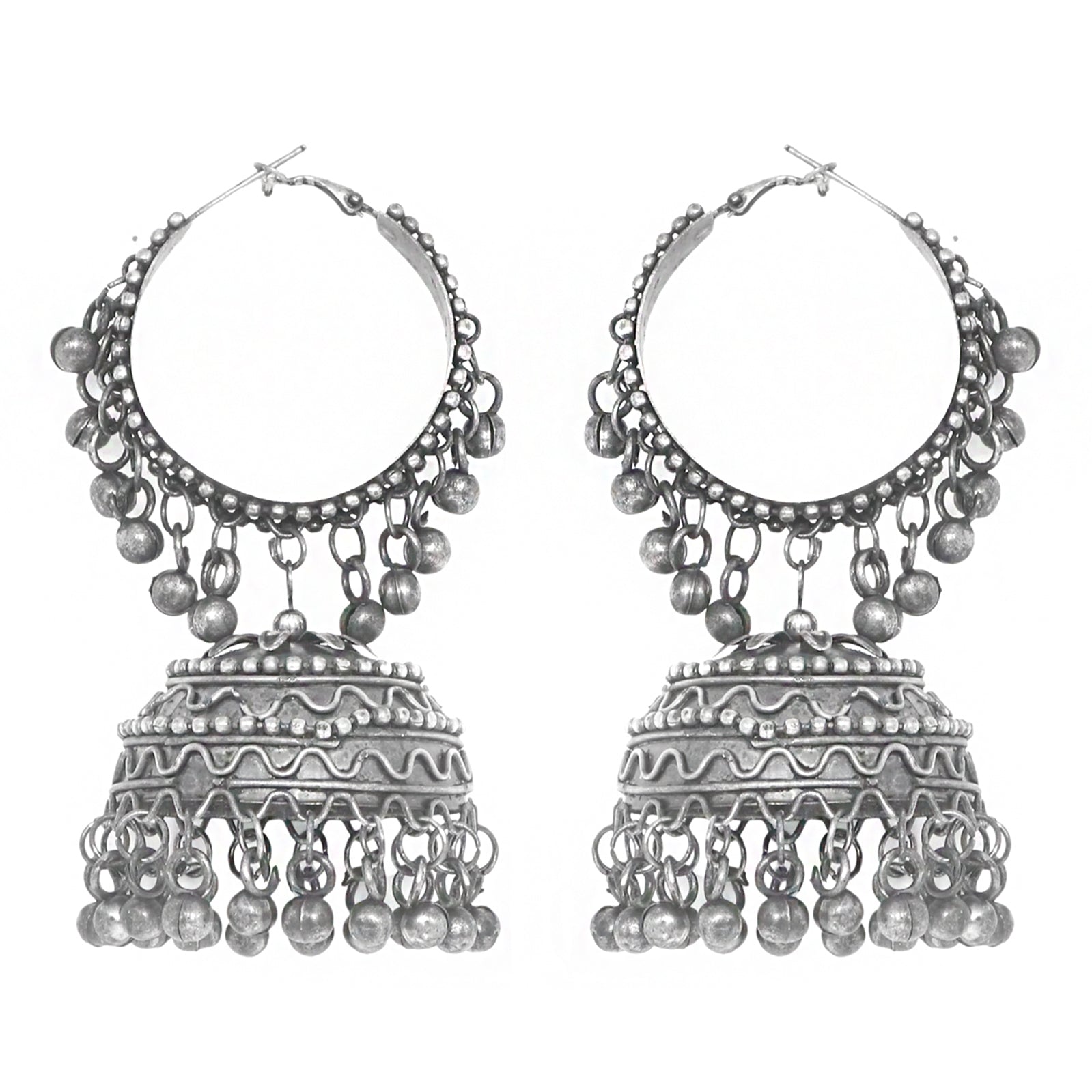 Teejh Rabya Silver Oxidised Jhumkis