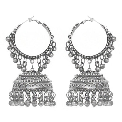 Teejh Rabya Silver Oxidised Jhumkis