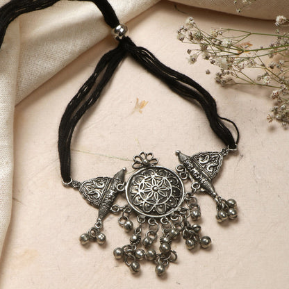 Teejh Amrita Silver Oxidised Choker Necklace