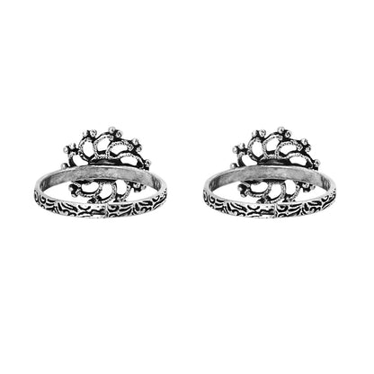 Teejh Dhrishya Black Stone Silver Oxidised Toe Rings