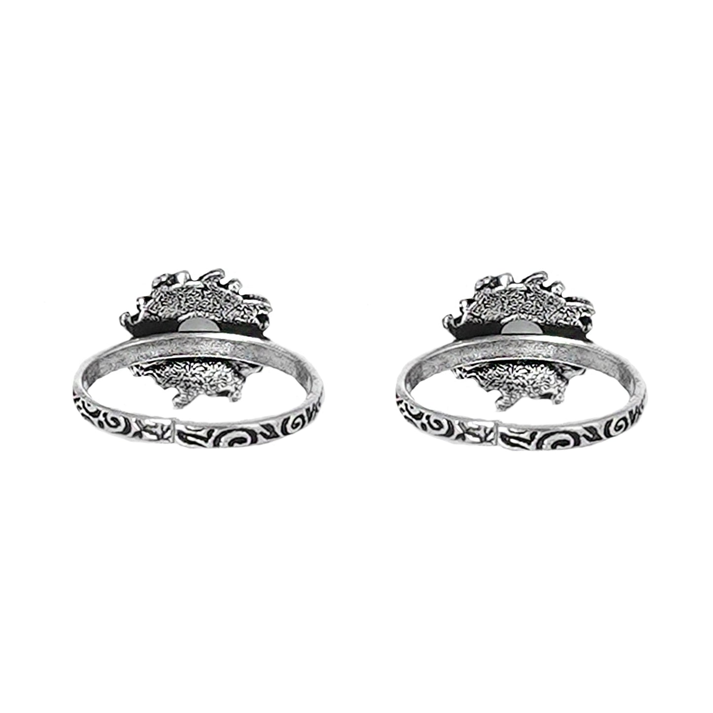 Teejh Miraya White Stone Silver Oxidised Toe Rings