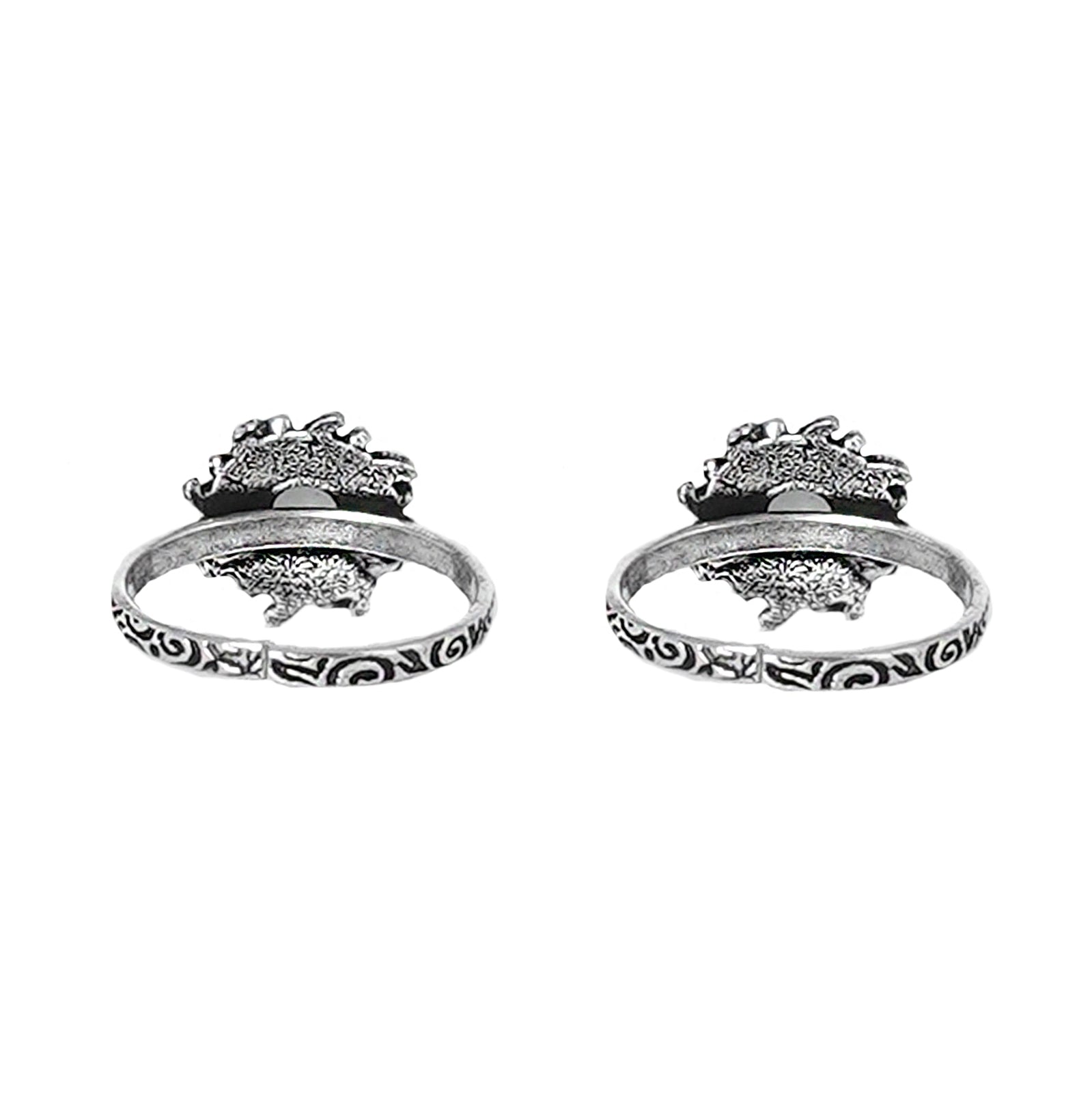Teejh Miraya White Stone Silver Oxidised Toe Rings