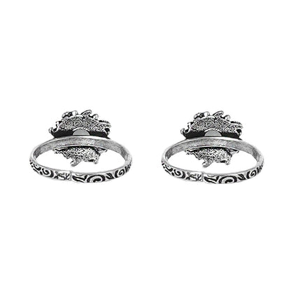 Teejh Miraya White Stone Silver Oxidised Toe Rings