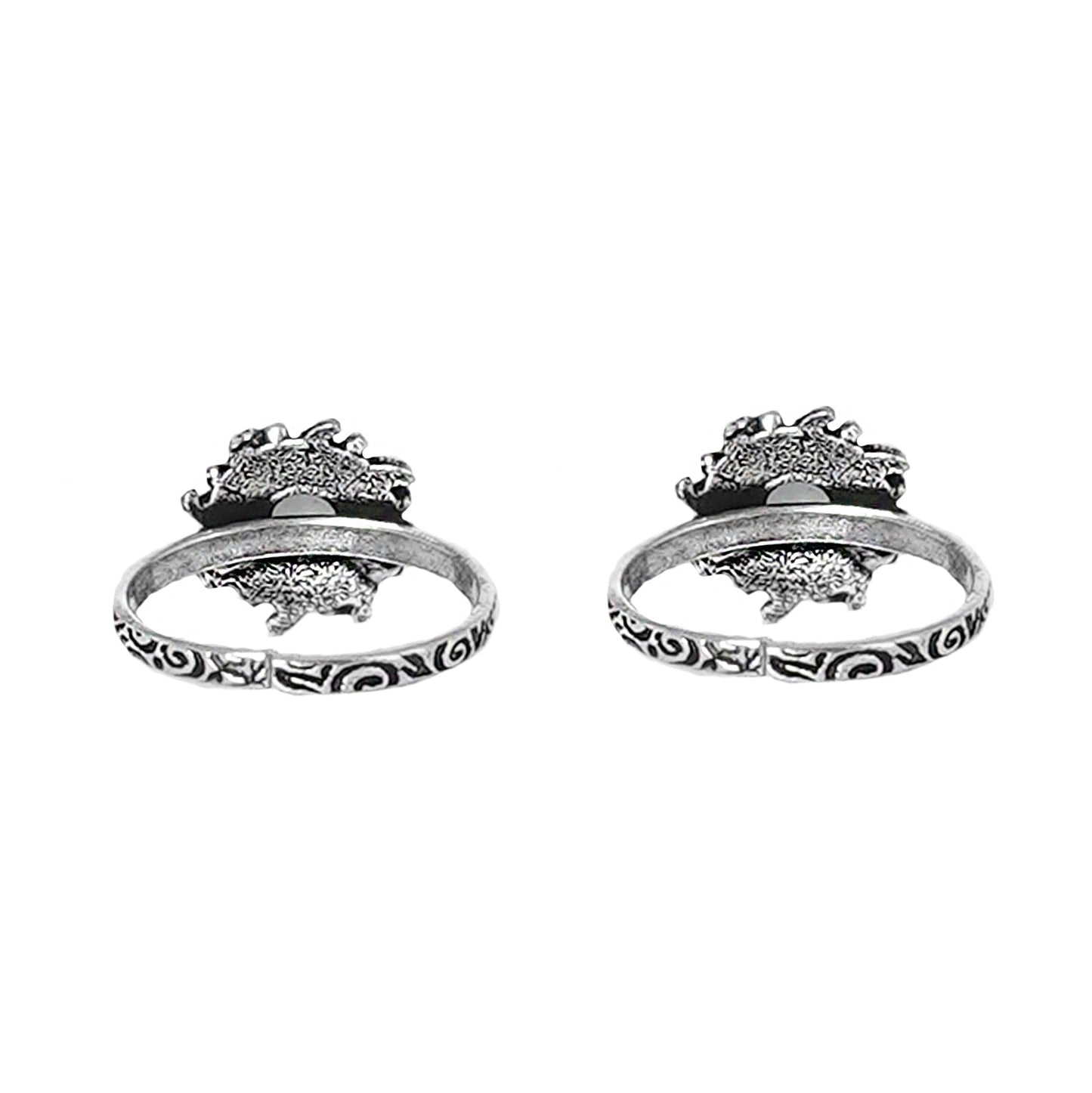 Teejh Ruhi White Stone Silver Oxidised Toe Rings