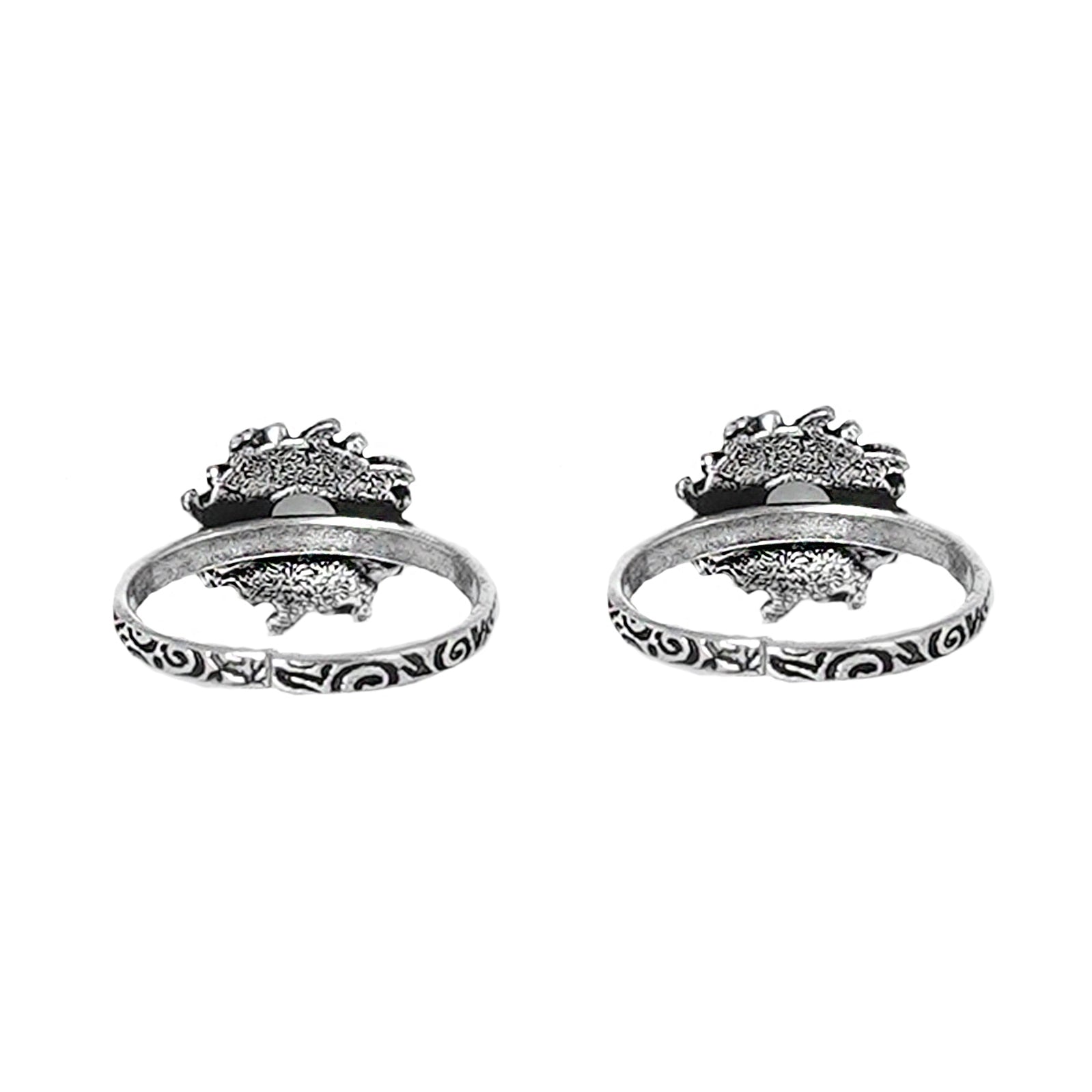 Teejh Ruhi White Stone Silver Oxidised Toe Rings