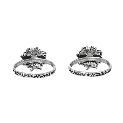 Teejh Ruhi White Stone Silver Oxidised Toe Rings