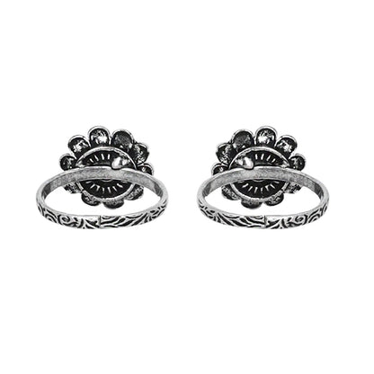 Teejh Tishya Dark Blue Stone Silver Oxidised Toe Rings