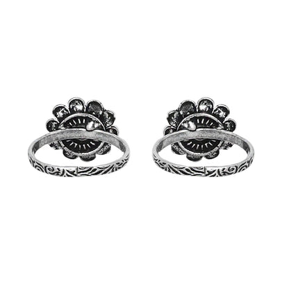 Teejh Tishya Black Stone Silver Oxidised Toe Rings