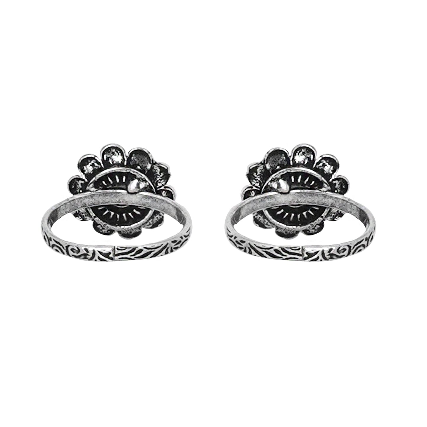 Teejh Tishya White Stone Silver Oxidised Toe Rings