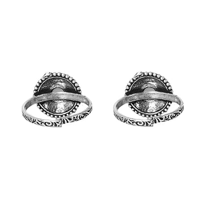 Teejh Shaanvi Black Stone Silver Oxidised Toe Rings