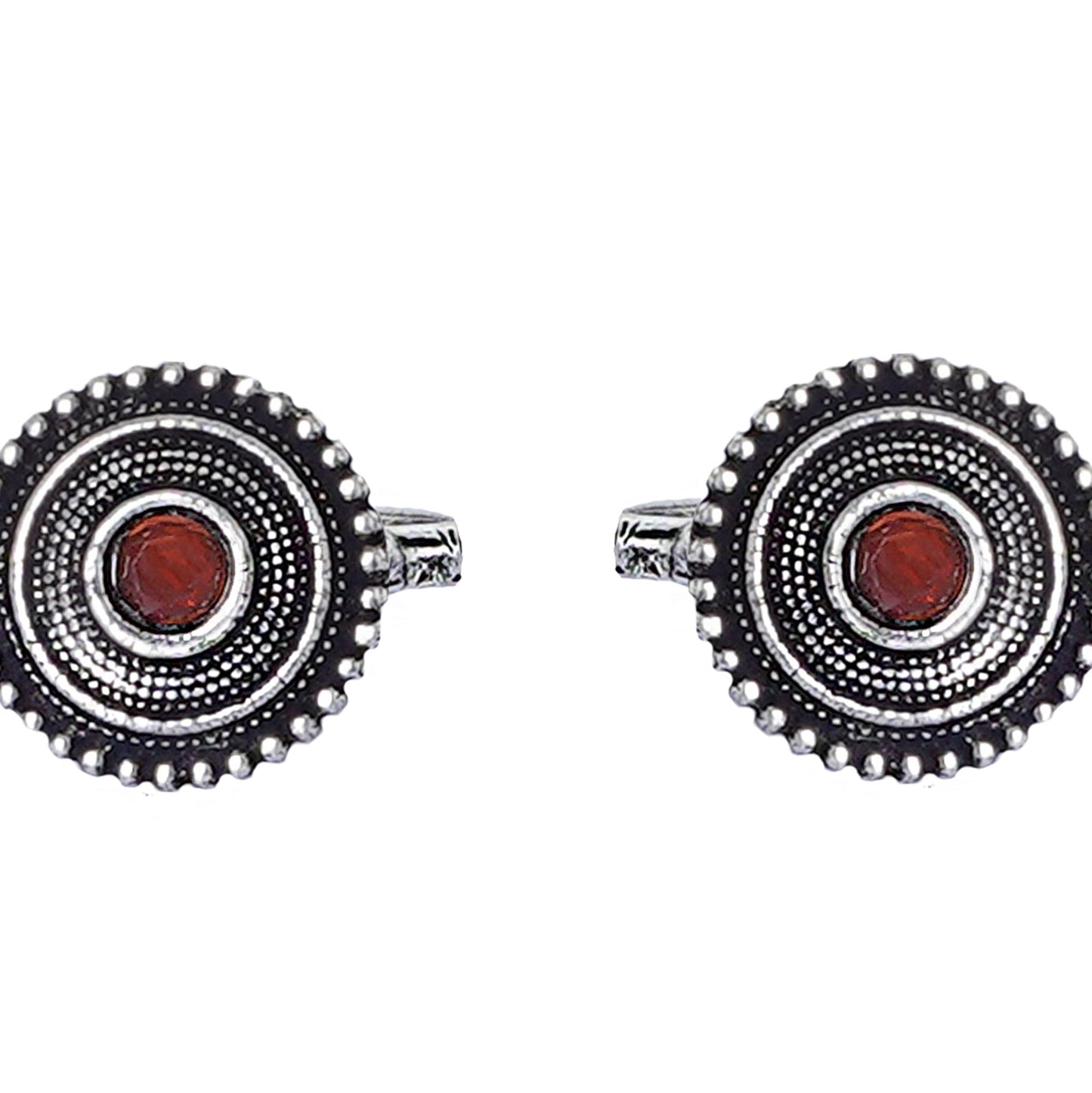 Teejh Shaanvi Orange Stone Silver Oxidised Toe Rings