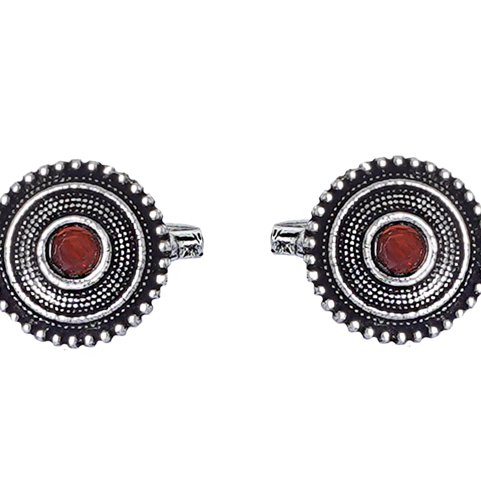 Teejh Shaanvi Orange Stone Silver Oxidised Toe Rings