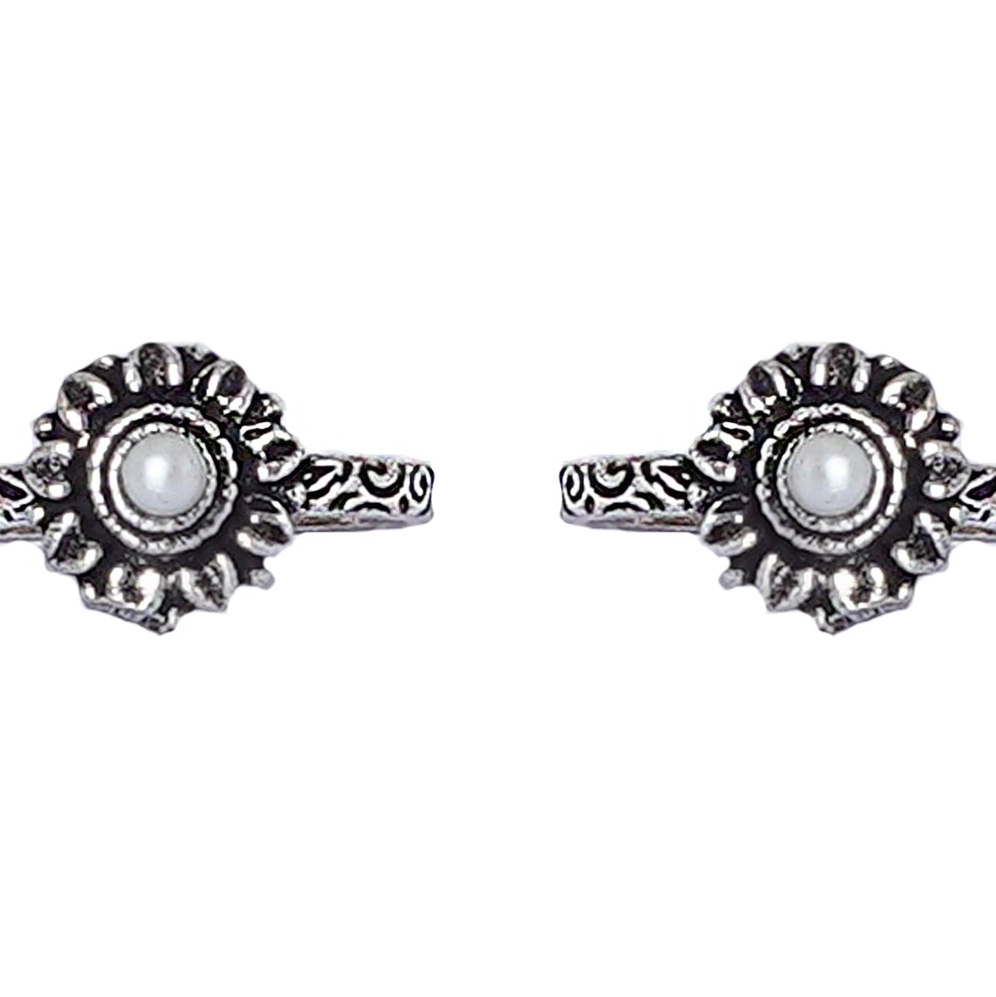 Teejh Kaina White Stone Silver Oxidised Toe Rings