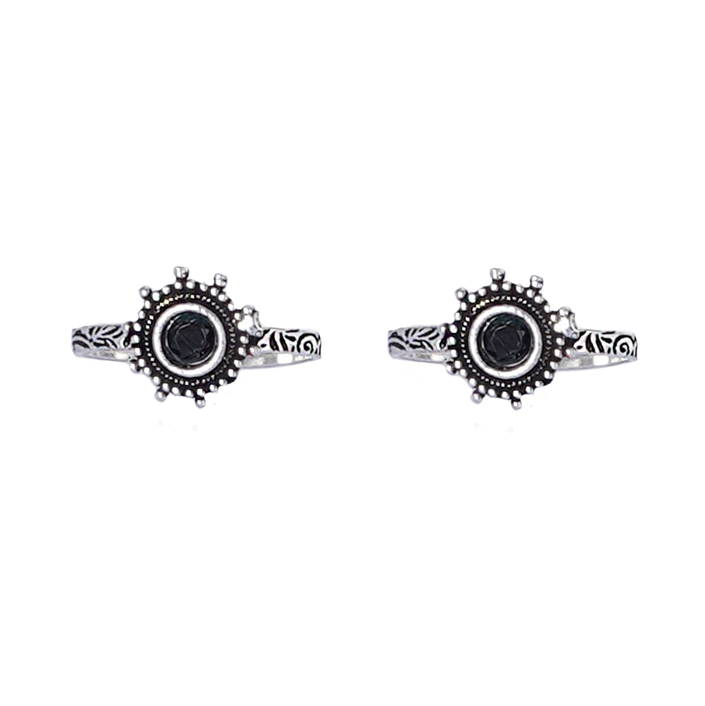 Teejh Vihana Black Stone Silver Oxidised Toe Rings