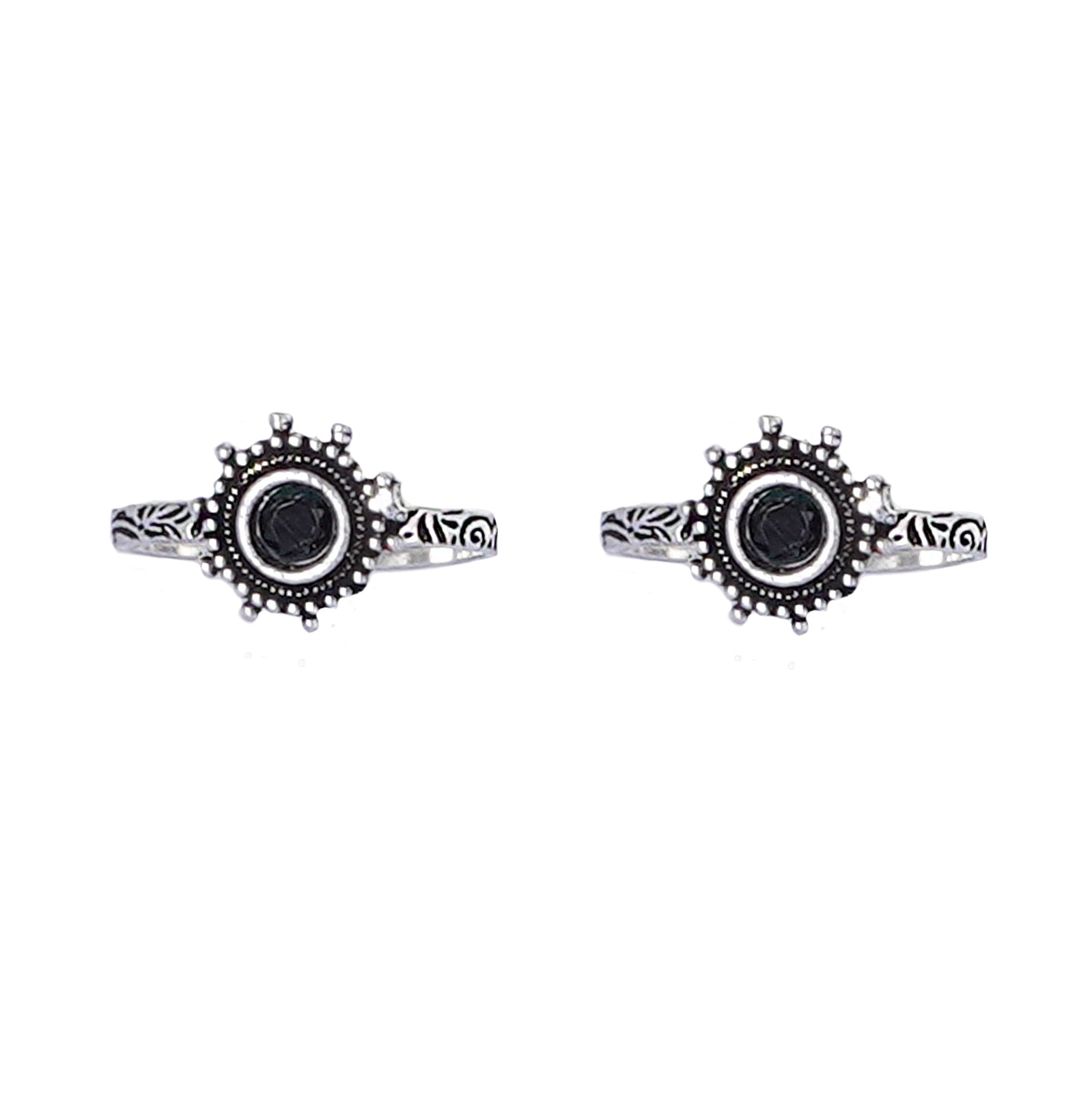 Teejh Vihana Black Stone Silver Oxidised Toe Rings