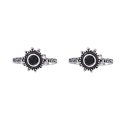 Teejh Vihana Black Stone Silver Oxidised Toe Rings