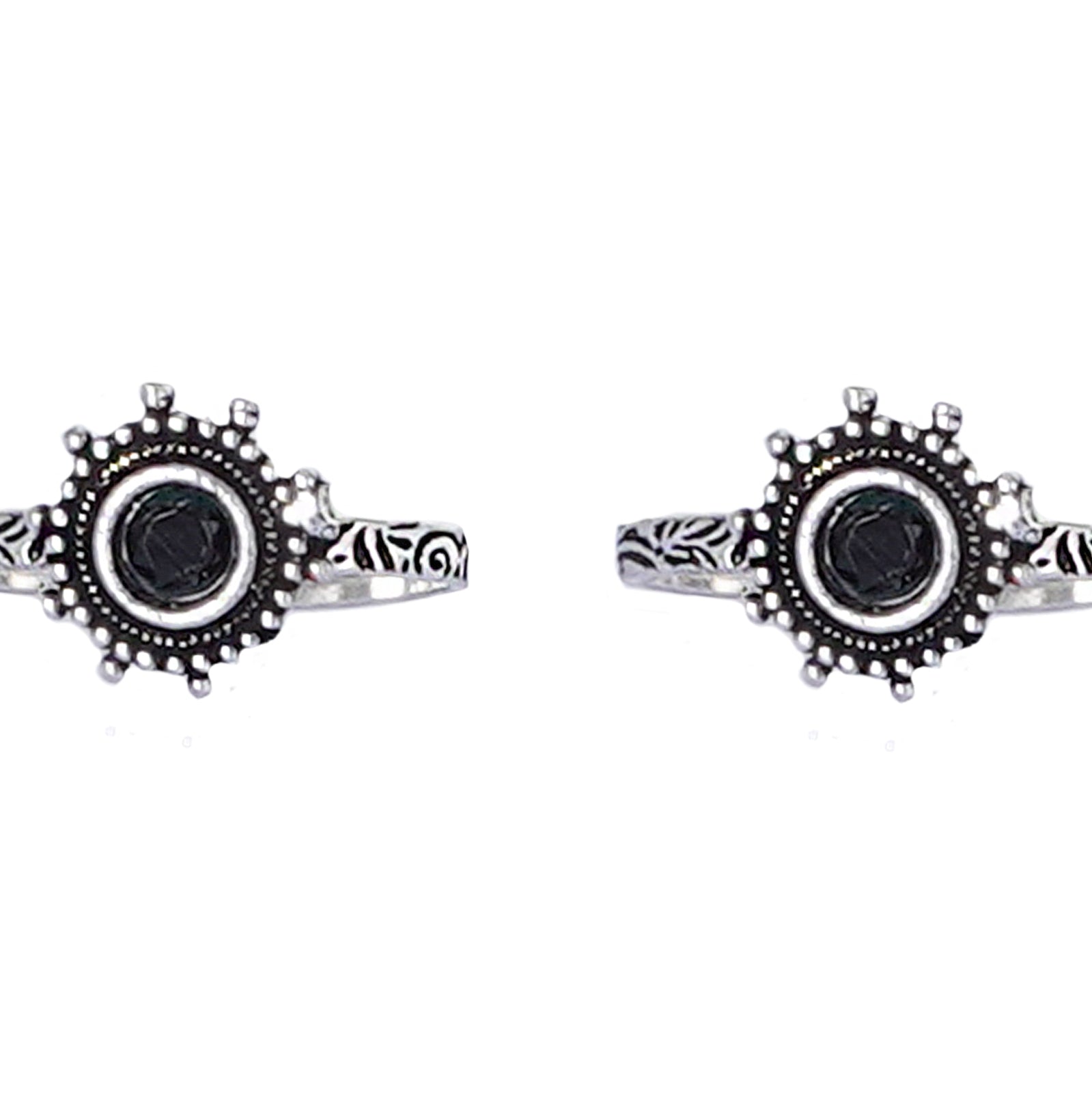 Teejh Vihana Black Stone Silver Oxidised Toe Rings