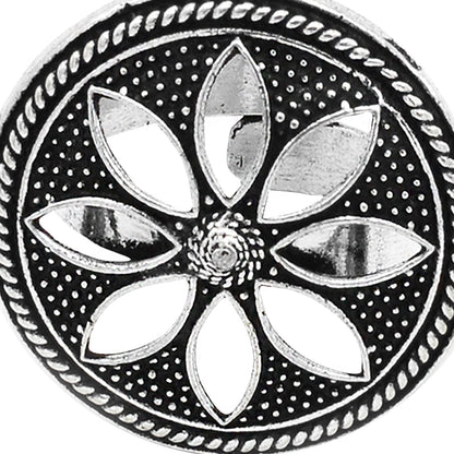 Adya Silver Floral Ring - Teejh
