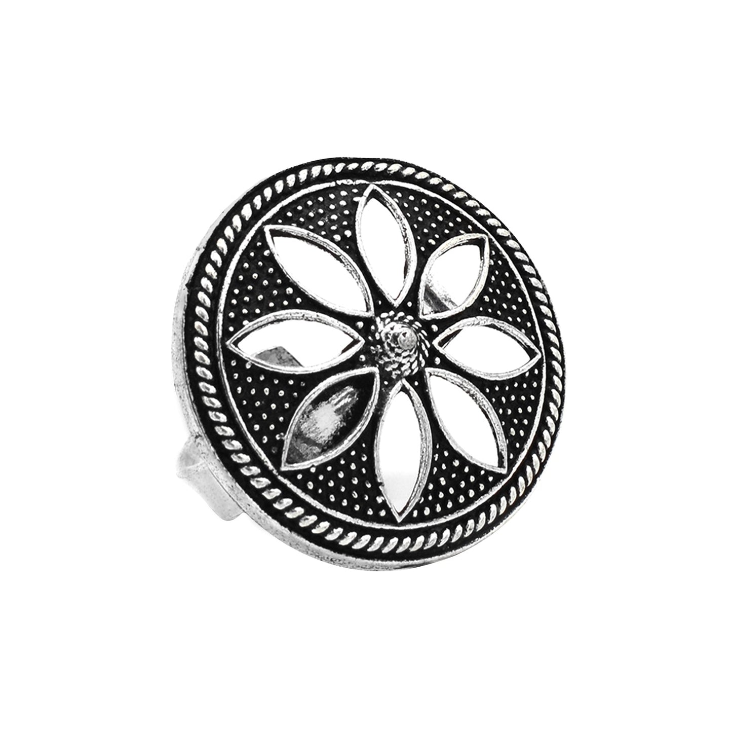 Adya Silver Floral Ring - Teejh