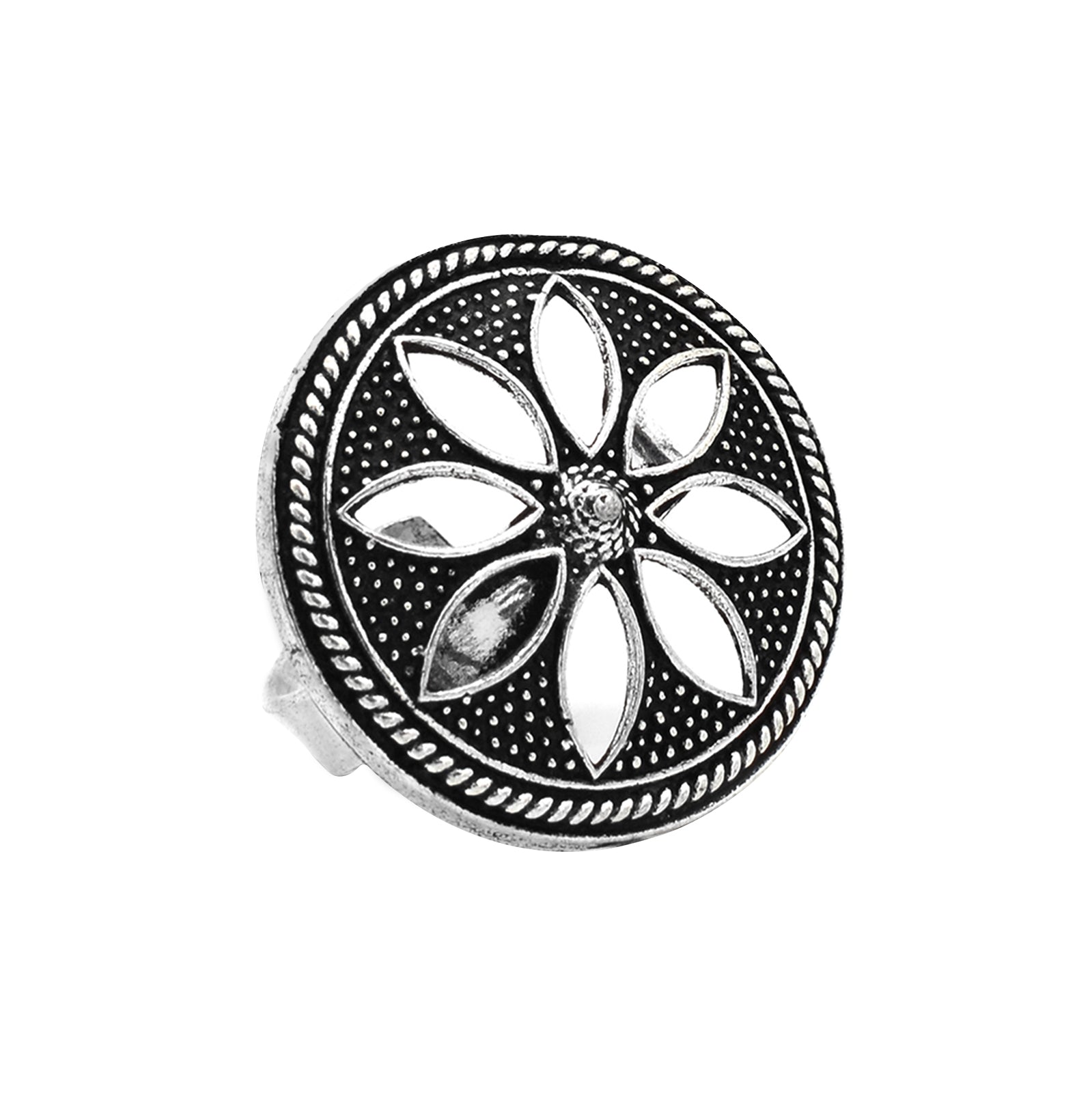 Adya Silver Floral Ring - Teejh