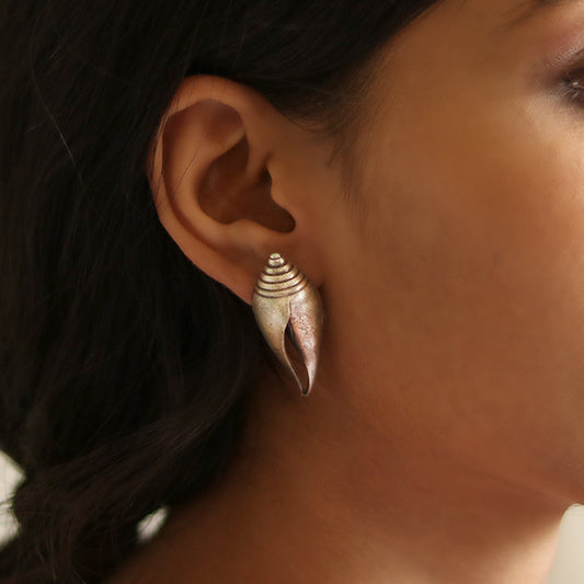 Teejh Shanka Silver Oxidised Earrings