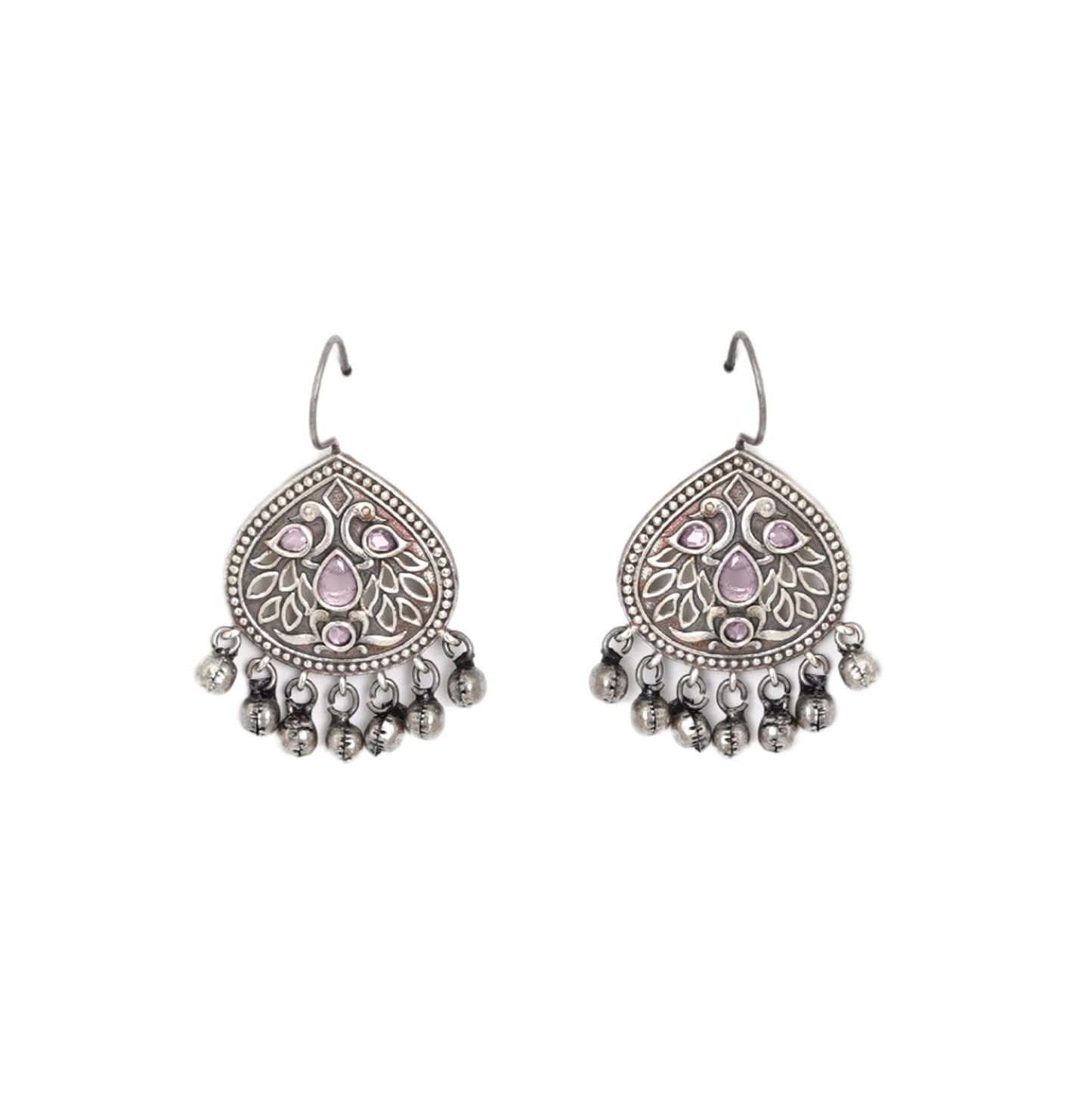 Teejh Vanya Silver Oxidised Pink Earrings
