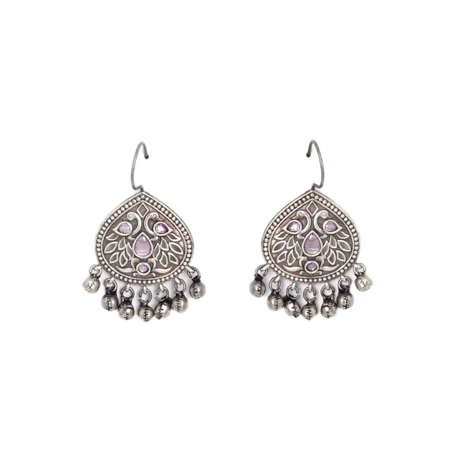 Teejh Vanya Silver Oxidised Pink Earrings