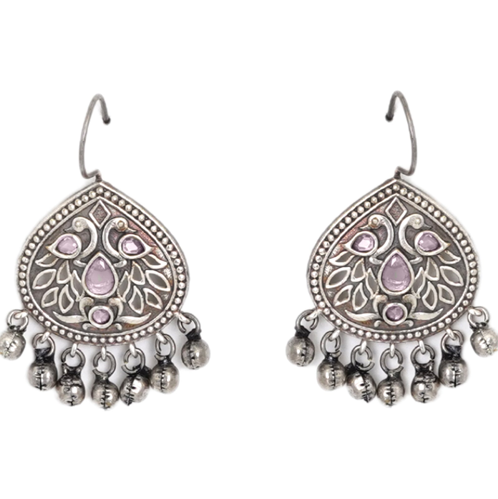 Teejh Vanya Silver Oxidised Pink Earrings