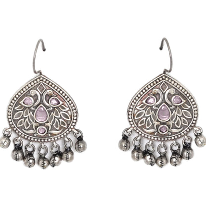 Teejh Vanya Silver Oxidised Pink Earrings