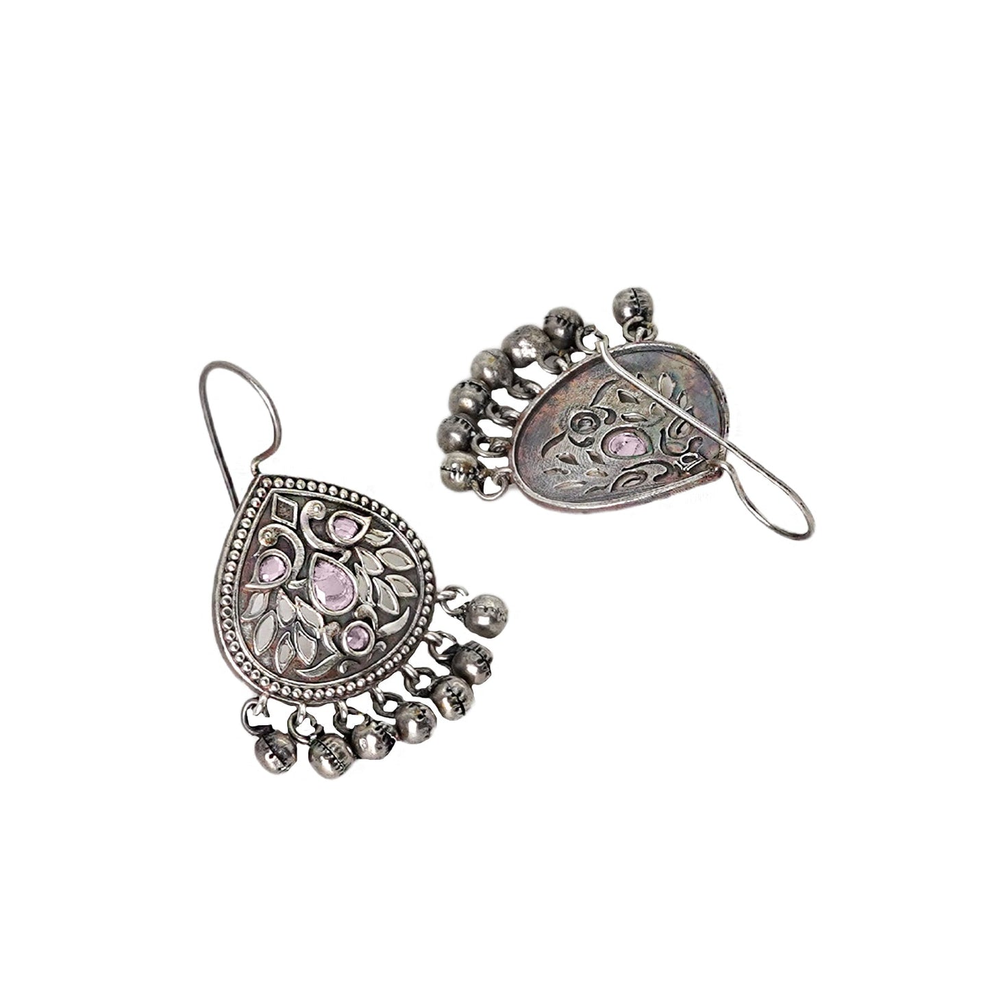 Teejh Vanya Silver Oxidised Pink Earrings