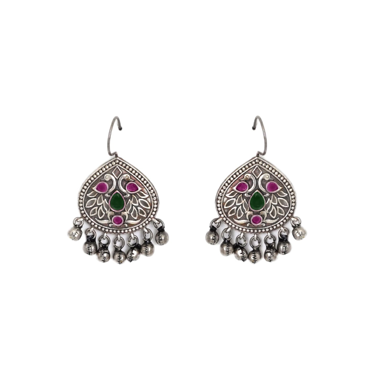 Teejh Vanya Silver Oxidised Mulitcolored Earrings